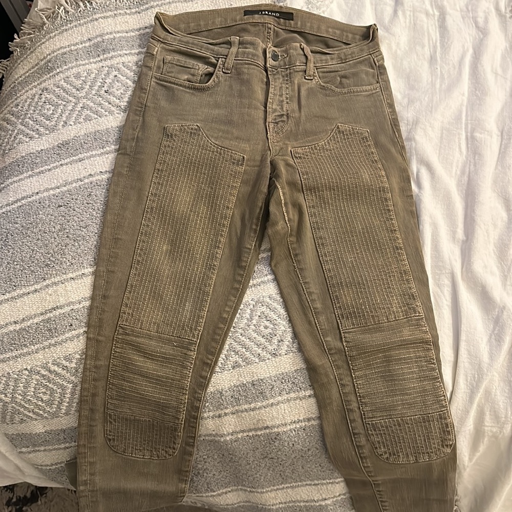 J Brand Green Skinny Moto Jeans